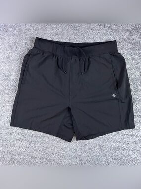 GAIAM Men’s Gym/Athletic Shorts Black L Drawstring 7” Inseam Workout Running